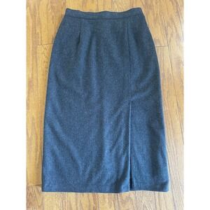SAG‎ Harbor Wool Blend Pencil Skirt Gray Front Slit Lined Sz 10P Office Siren